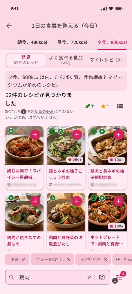 1日の食事を整える：800 kcal以下で、たんぱく質、食物繊維、マグネシウムが多めの夕食レシピ